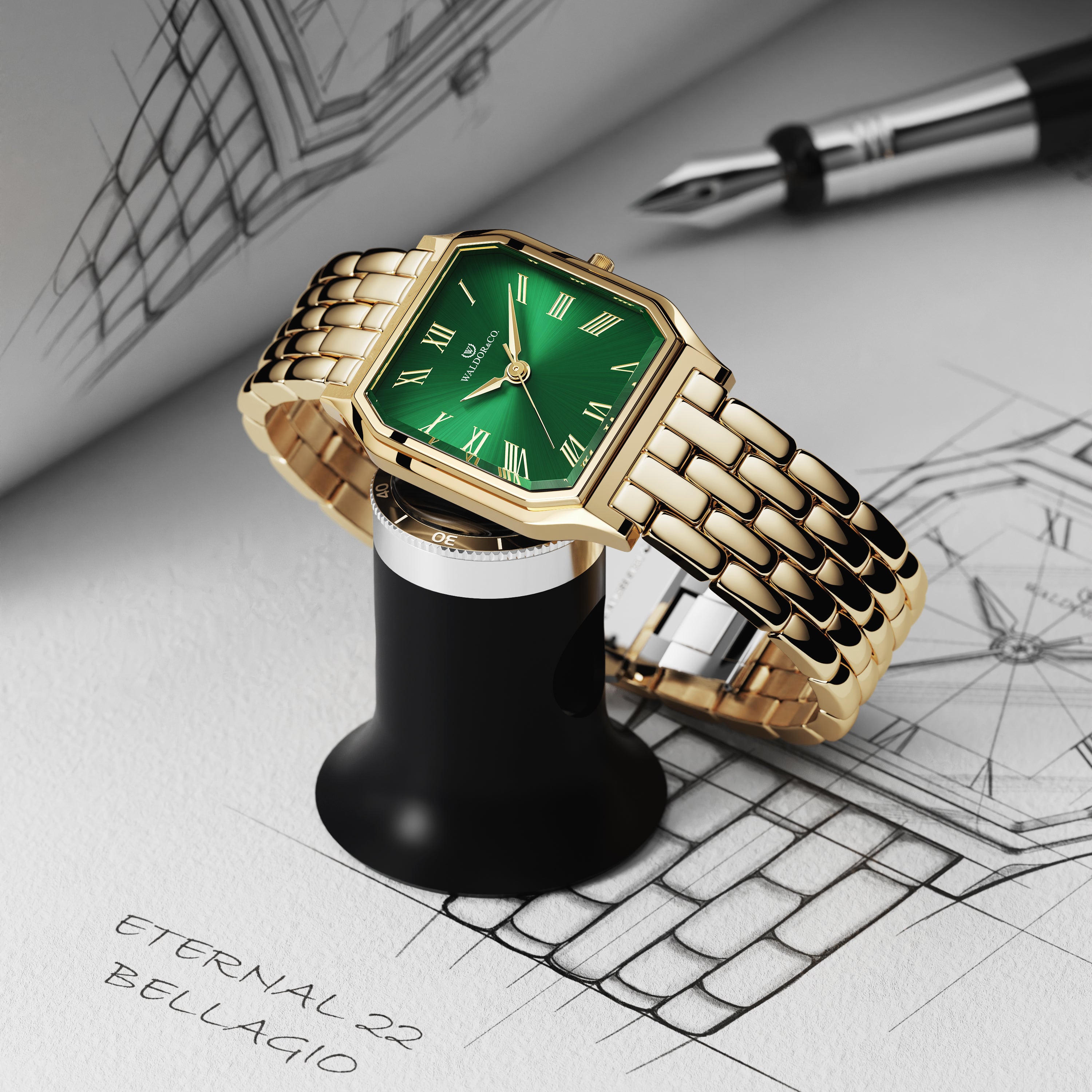 Gold and green watch shop