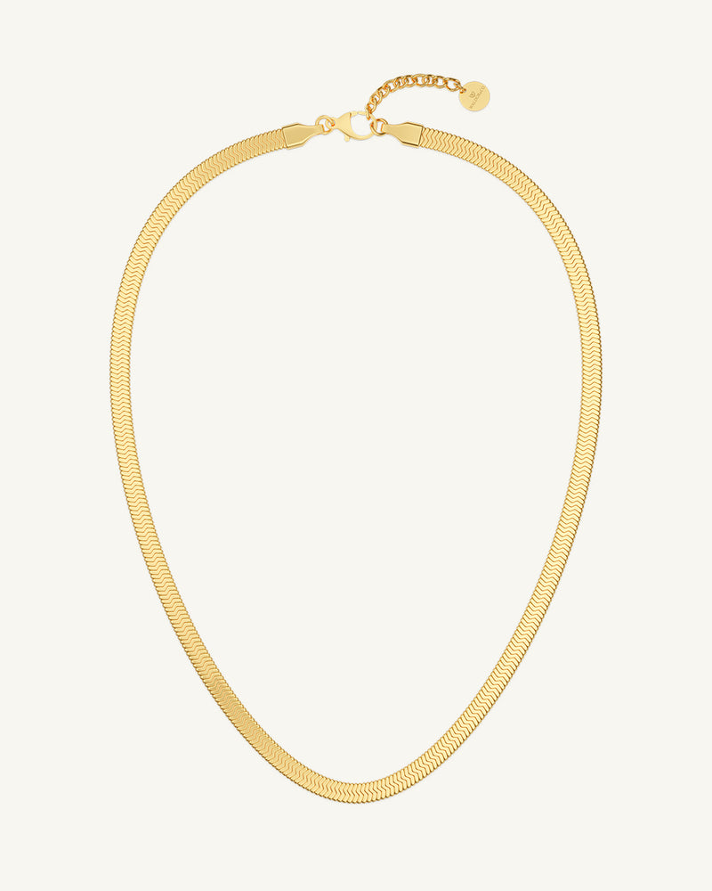 A Chain Necklace in 14k gold-plated from Waldor & Co. The model is Eze Chain Polished Gold.