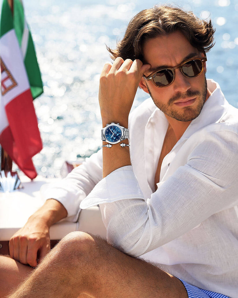 WALDOR & CO. Chrono 44 Como | Watches & Jewelry | Blue Dial | Large Watch | Watch | Silver